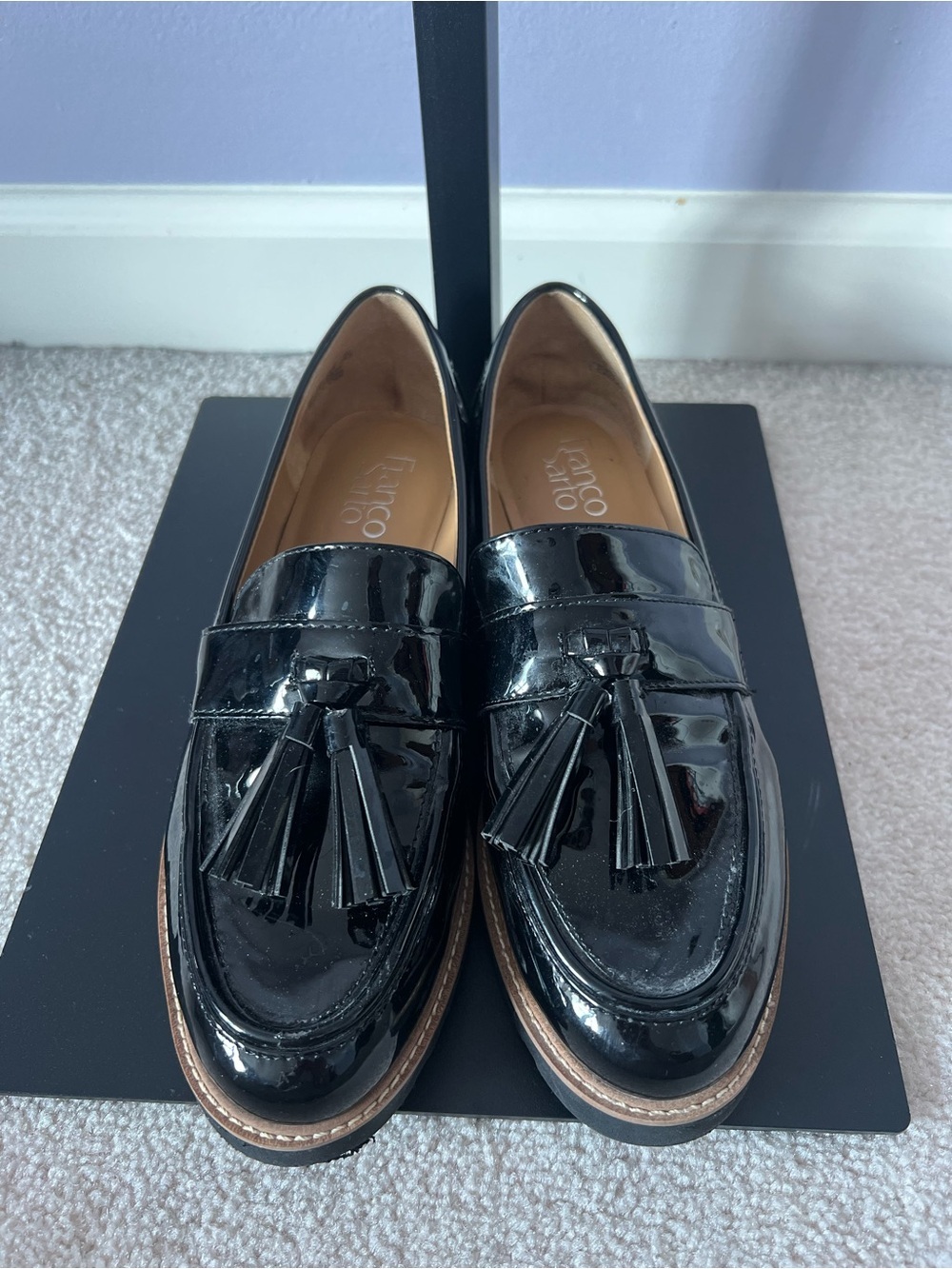 Franco Sarto Black Patent Tassel Loafers